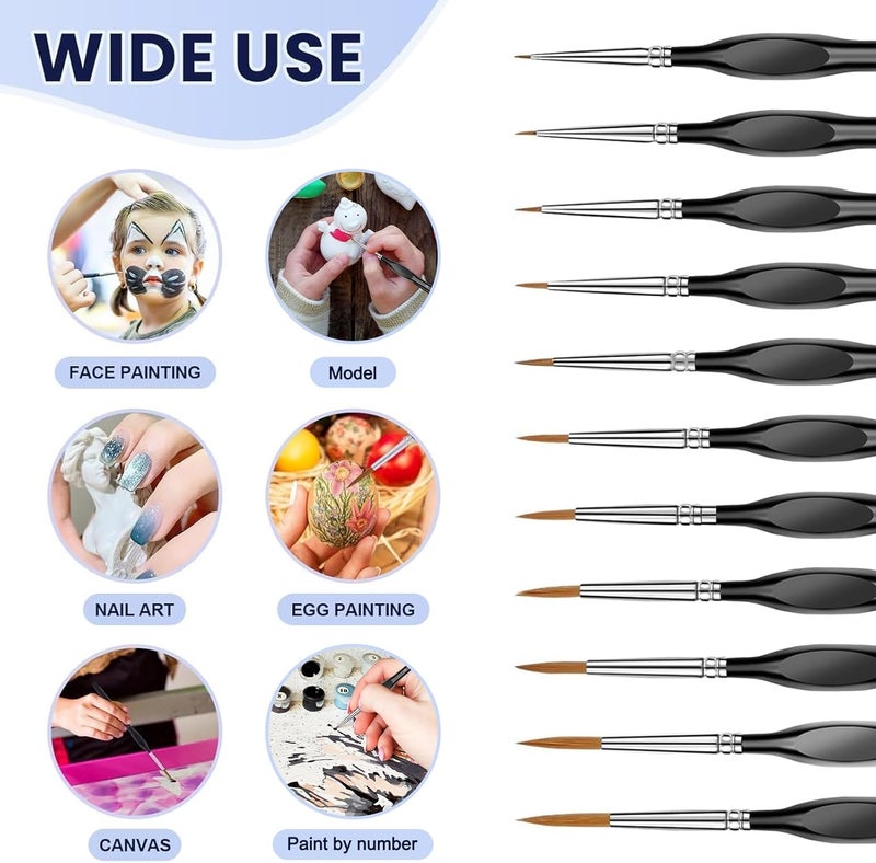 Blablaovy Detailing Paint Brush, 11 Pcs Miniature Paint Brushes with Triangular Handles, Art Paint Brushes for Acrylic Painting, Model, Face, Figurine, Watercolor, Oil, Paint by Numbers Kit for Adults - Image 3